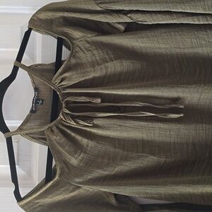 SAM AND JESS BRAND WOMEN'S JUNIOR OLIVE GREEN COLD SHOULDER TOP SIZE SMALL